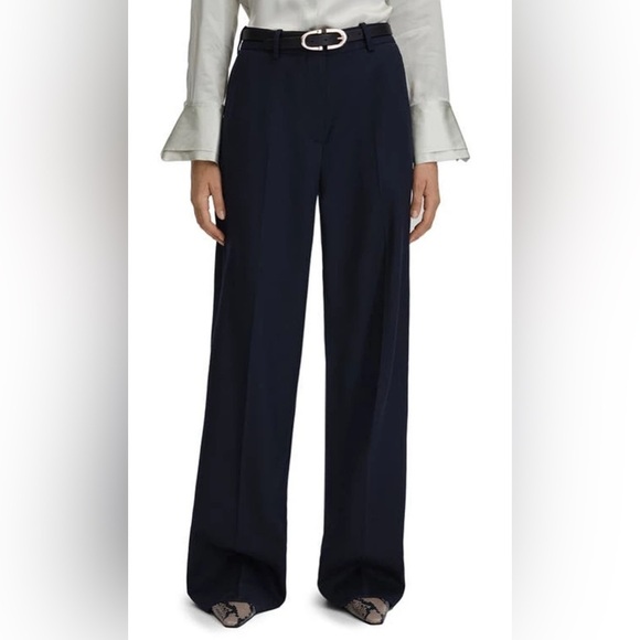 NEW Reiss Harley Wool Blend Wide Leg Pants Navy 2 - Picture 1 of 12